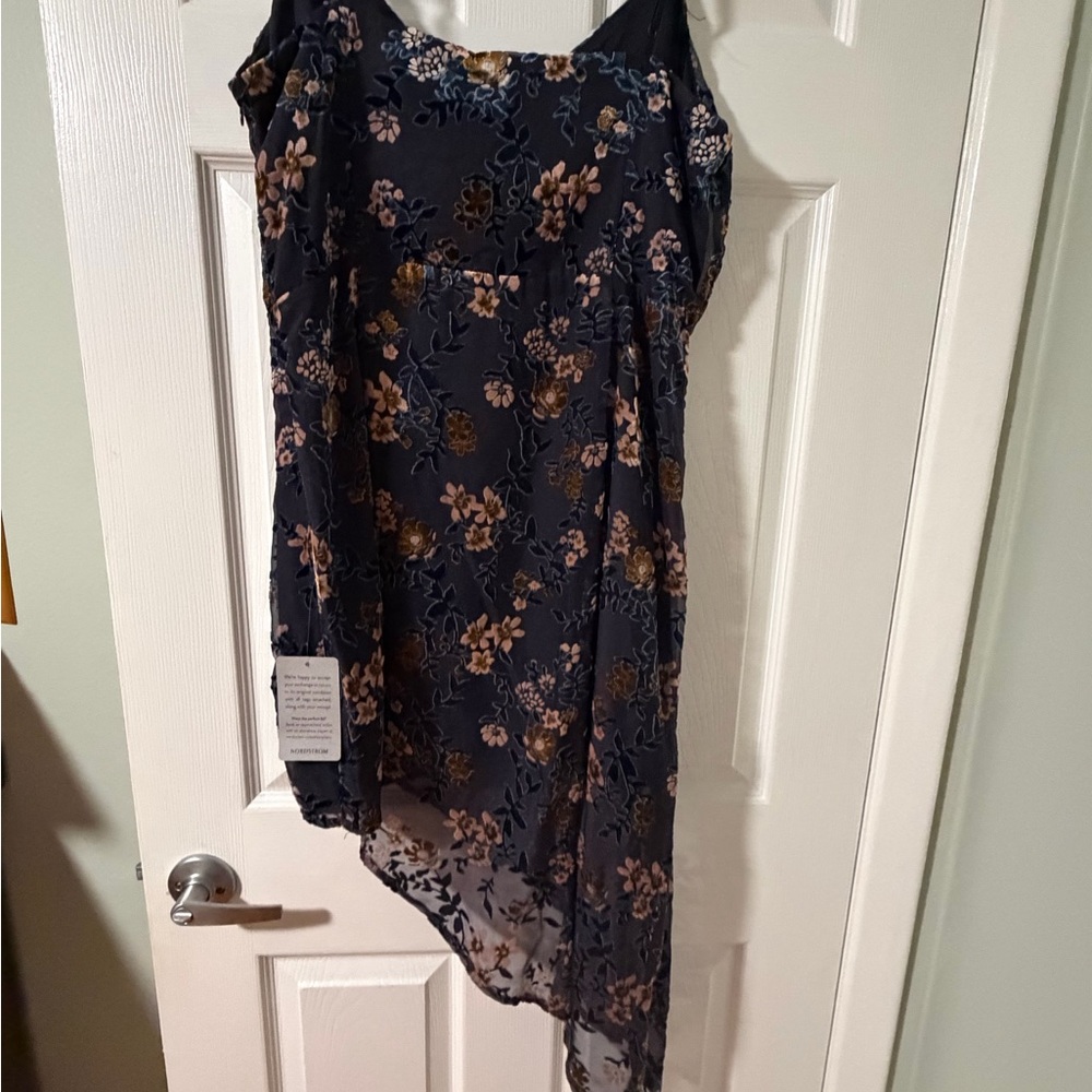 Lulus Black Floral Velvet Asymmetrical Dress - Picture 3 of 4